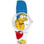 Weiße 3 Bar wasserdichte Wasserdichte Schweizer Die Simpsons Marge Simpson Runde Quarz Kinderarmbanduhren aus Acrylglas mit Kunststoff-Uhrenglas mit Silikonarmband 