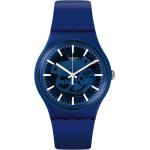 Blaue 3 Bar wasserdichte Wasserdichte Schweizer Swatch Runde Quarz Kunststoffarmbanduhren matt ohne Ziffern mit Kunststoff-Uhrenglas mit Silikonarmband für Herren 