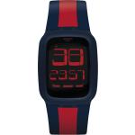 Dunkelblaue Swatch Touch Kunststoffarmbanduhren mit Digital-Zifferblatt mit Kunststoff-Uhrenglas mit Silikonarmband für Herren 