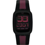 Pinke Swatch Touch Runde Herrenarmbanduhren aus Acrylglas mit Digital-Zifferblatt mit Kunststoff-Uhrenglas mit Silikonarmband 
