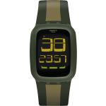 Olivgrüne Swatch Touch Herrenarmbanduhren aus Acrylglas mit Digital-Zifferblatt mit Kunststoff-Uhrenglas mit Silikonarmband 