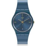 Blaue Swatch Kunststoffarmbanduhren mit Kunststoff-Uhrenglas für Damen 