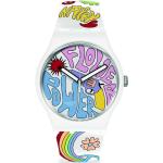 Weiße Swatch Kunststoffarmbanduhren mit Kunststoff-Uhrenglas für Herren 
