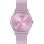 Pinke Runde Damenarmbanduhren aus Acrylglas mit Kunststoff-Uhrenglas mit Silikonarmband 