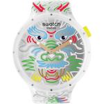 Silberne 3 Bar wasserdichte Wasserdichte Schweizer Swatch Runde Quarz Kunststoffarmbanduhren mit Kunststoff-Uhrenglas mit Silikonarmband 