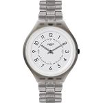 Silberne 3 Bar wasserdichte Swatch Quarz Herrenarmbanduhren aus Edelstahl mit Digital-Zifferblatt mit Kunststoff-Uhrenglas mit Edelstahlarmband 