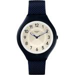 Silberne 3 Bar wasserdichte Swatch Quarz Damenarmbanduhren mit Digital-Zifferblatt mit Kunststoff-Uhrenglas mit Silikonarmband 