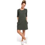 Grüne Halblangärmelige Mini Rundhals-Ausschnitt Sweatkleider für Damen Größe XL 