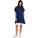 Blaue Kurzärmelige Mini Sweatkleider mit Kapuze für Damen Größe XXL 