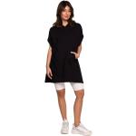 Schwarze Kurzärmelige Mini Sweatkleider mit Kapuze für Damen Größe S 