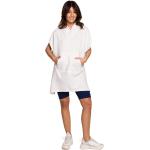 Weiße Kurzärmelige Mini Sweatkleider mit Kapuze für Damen Größe XXL 