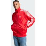 Rote Gestreifte adidas Originals Stehkragen Zip Hoodies & Sweatjacken mit Reißverschluss aus Polyester für Herren Größe L 