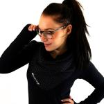 Schwarze Gepunktete Sweatkleider mit Puffärmeln aus Baumwolle für Damen 