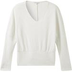 Reduzierte Weiße Unifarbene Tom Tailor V-Ausschnitt Damensweatshirts Metallic aus Polyamid Größe M Große Größen 