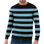 Hellblaue Gestreifte Oversize Langärmelige Rundhals-Ausschnitt Herrensweatshirts mit Totenkopfmotiv Größe L 