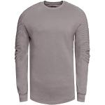 Sweatshirt Herren Rundhals Biker Sweat-Shirt Streetwear Sweater Premium Basics Langarm Pullover 056, Farbe:Dunkel Grau, Größe:XL