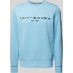 Hellblaue Unifarbene Tommy Hilfiger Herrensweatshirts aus Baumwolle Größe M 