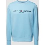 Hellblaue Unifarbene Tommy Hilfiger Herrensweatshirts aus Baumwolle Größe XL 