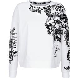 Sweatshirt mit Pailletten und Dekoperlen Alba Moda Ecru/Schwarz