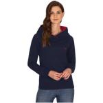 Marineblaue Langärmelige Trigema Bio Nachhaltige Damensweatshirts mit Knopf mit Kapuze Größe XXL 