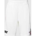 Weiße Unifarbene Loose Fit Nike Sweatshorts mit Galonstreifen aus Baumwollmischung für Herren Größe L 