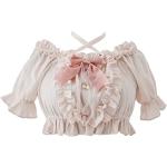 Pinke Gothic Kurzärmelige Kinderkurzarmblusen mit Rüschen Handwäsche für Mädchen für den für den Sommer 