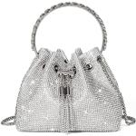 Silberne Elegante Damenschultertaschen & Damenshoulderbags für Partys 