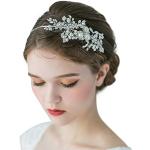 Silberne Haarreifen mit Perlen aus Kristall mit Strass handgemacht für Damen für die Braut 