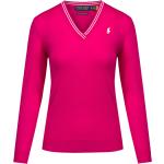 Reduzierte Pinke Gestreifte Ralph Lauren Golf V-Ausschnitt Wollpullover aus Wolle für Damen Größe XS für den für den Herbst 