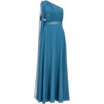 Reduzierte Aquablaue Elegante Swing One Shoulder Chiffon-Abendkleider mit Cutwork aus Chiffon für Damen 