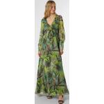 Reduzierte Grüne Swing V-Ausschnitt Chiffon-Abendkleider mit Knopf aus Chiffon für Damen Größe S 