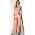 Reduzierte Rosa Unifarbene Swing Rundhals-Ausschnitt Abendkleider rückenfrei aus Satin für Damen Größe S 