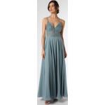 Aquablaue Elegante Swing Maxi V-Ausschnitt Lange Abendkleider aus Kunstfaser für Damen Größe S 
