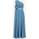 Blaue Swing Chiffon-Abendkleider mit Cutwork mit Reißverschluss aus Chiffon für Damen Größe XS für den für den Winter 