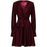 Bordeauxrote Unifarbene Swing Festliche Kleider mit Reißverschluss aus Polyester für Damen 