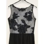 Schwarze Unifarbene Ärmellose Swing Maxi Lange Abendkleider mit Reißverschluss aus Polyester mit Kapuze für Damen Größe S 