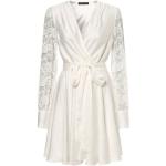 Weiße Unifarbene Swing Spitzenkleider mit Reißverschluss aus Polyester für Damen Größe XS 