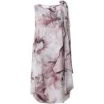 Rosa Blumenmuster Ärmellose Swing Midi Cocktailkleider mit Reißverschluss aus Polyester für Damen Größe M für Partys 
