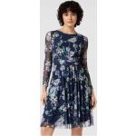 Marineblaue Blumenmuster Swing Chiffon-Abendkleider aus Chiffon für Damen Größe M 