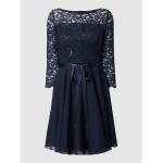 Marineblaue Swing Chiffon-Abendkleider mit Pailletten aus Chiffon für Damen Größe L 