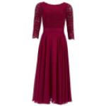 Rote Elegante 3/4-ärmelige Swing Damenkleider aus Chiffon Größe S zum Abschlussball 