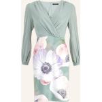 Hellgrüne Blumenmuster Swing Lange Abendkleider mit Reißverschluss aus Chiffon für Damen Größe XS 