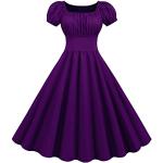 Violette Unifarbene Elegante Midikleider mit Puffärmeln für Damen Größe M zum Abschlussball für den für den Sommer 