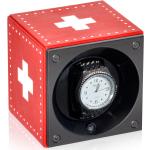 Swiss Kubik Uhrenbeweger Leder Masterbox - Rot / Weißes Kreuz