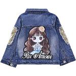 SXSHUN Mädchen Mode Jeansjacke Mit Muster Denim Jacke Übergangsjacke, Kleine Mädchen, 122/128 (Etikettengröße:130)