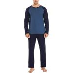 Cobaltblaue Pyjamas lang mit Knopf aus Baumwolle für Herren Größe S 