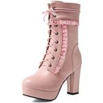 Rosa Runde High Heel Stiefeletten & High Heel Boots mit Reißverschluss für Damen Größe 37 