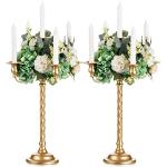 Reduzierte Goldene Blumenmuster Vintage 53 cm Große Kerzenständer & Bodenkerzenständer aus Kristall 