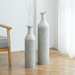 Graue Moderne 70 cm Große Vasen 55 cm glänzend aus Metall 