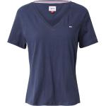 Reduzierte Marineblaue Tommy Hilfiger TOMMY JEANS V-Ausschnitt T-Shirts aus Jersey für Damen Größe L Große Größen 